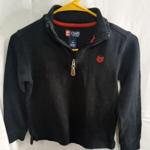 Chaps Black Quarter-Zip Pullover with Red Accent